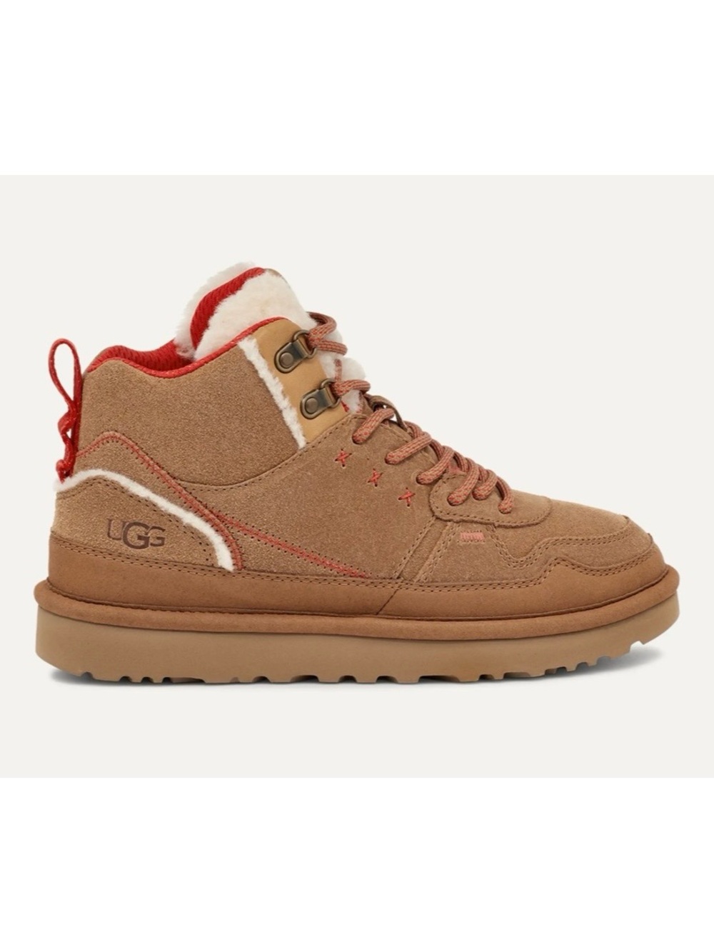 UGG Women’s Highland Hi Heritage Suede Sneaker Boots Size 8 in Chestnut/Red NWOT